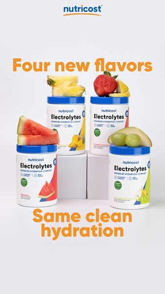 electrolyte powder, hydration supplement, sports drink mix, electrolyte drink, workout supplement, fitness nutrition, hydration powder, new arrival, product launch, minimalist, fresh, trustworthy, neutral, orange, blue